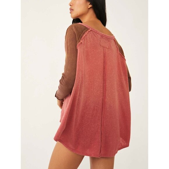 Free People Grand Slam 3/4 Tee / Red Clover Combo Tshirt Top NWOT S - Picture 3 of 6